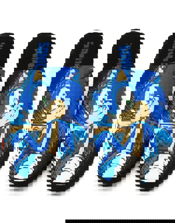 Sonic the Hedgehog Mens Black Sonic Mule Slippers