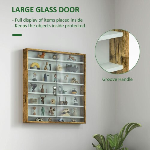 Wyld Haus Yovere Wood And Glass Brown 6 Tier Display Cabinet With Glass Doors