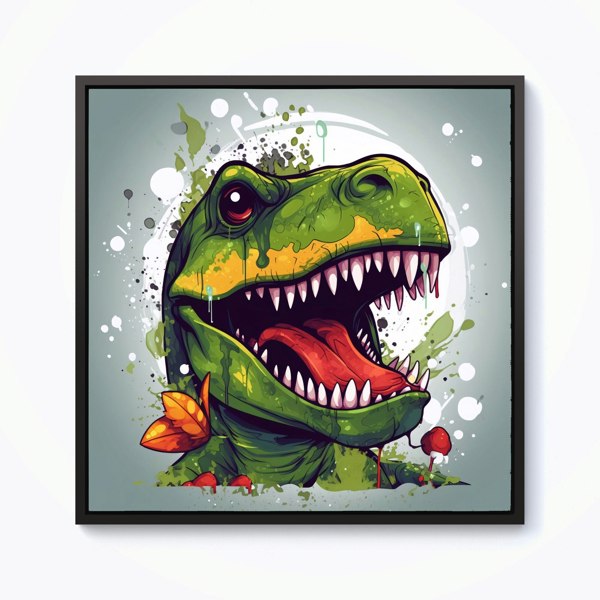 Warren Reed Laughing T-Rex Framed Canvas