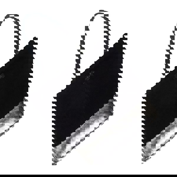 Assots London 'PAIGE' Black Real Leather + Pewter Metallic Leather Tote Bag