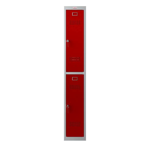 Phoenix Safe Phoenix PL Series PL1230GRK 1 Column 2 Door Personal Locker Grey Body/Red Doors with Key Locks