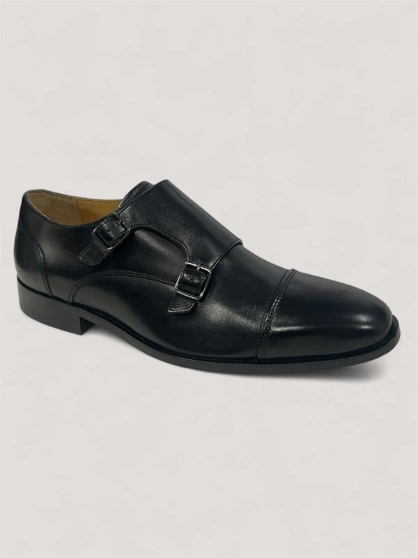 Chapman & Moore Toe Cap Monk Leather Men's Black Shoes