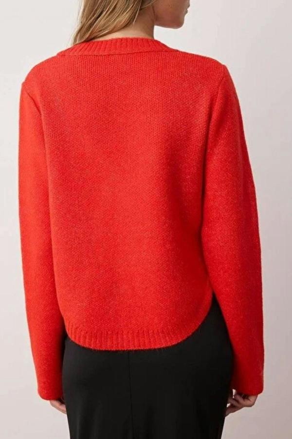 WOVCOR Soft Textured Knit Sweater with Button Detail