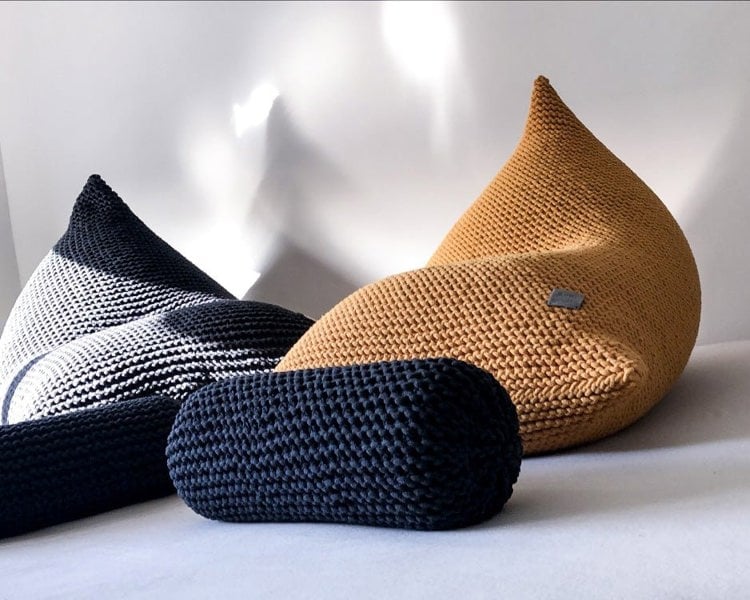 Knitted bean bag MUSTARD - Zuri House