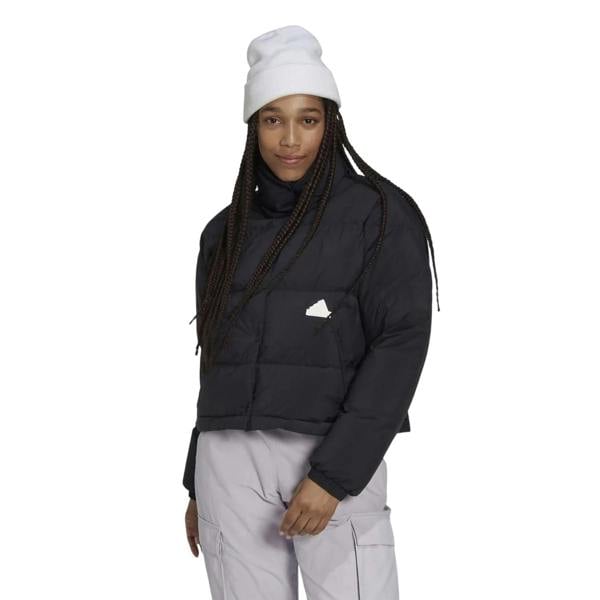 Adidas Womens/Ladies High-Neck Relaxed Fit Puffer Jacket - Black - 