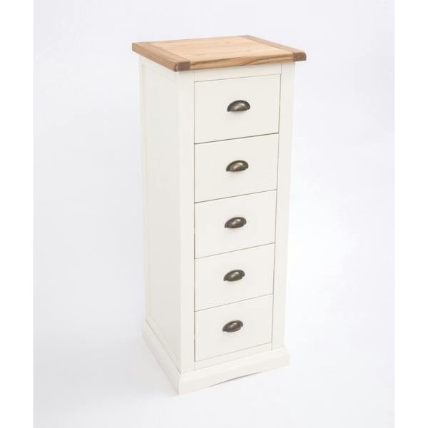 Cabinet Bits Cosenza 5 Drawer Narrow Chest of Drawers Brass Cup Handle