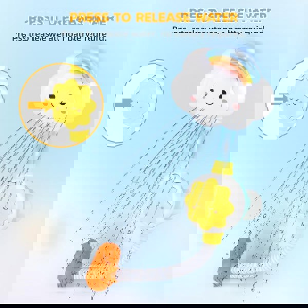 deAO Toys Baby Shower Bath Toy Set- Cloud Sprinkler Faucet with Foldable Bathtub Shower Head