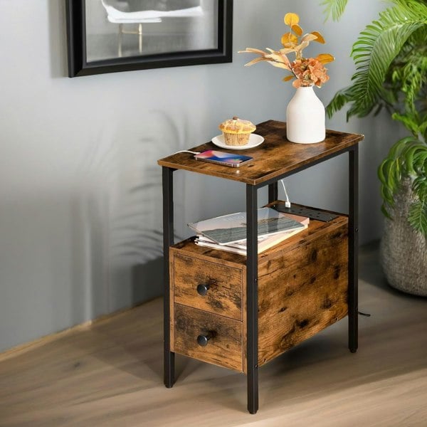 Rafaelo Mobilia Bedside Table with Power Outlet & USB Ports