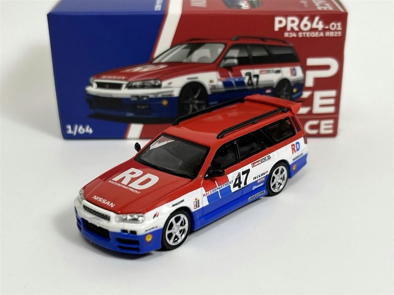 Pop Race Nissan R34 Stegea RB25 Race Department 1:64 Scale PR640001