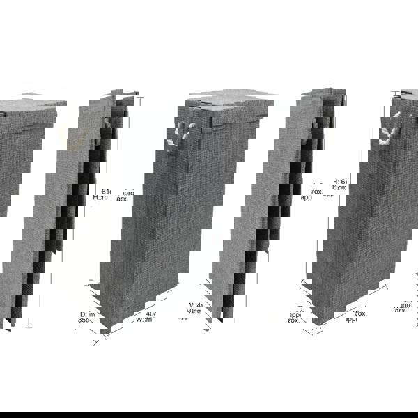 JVL Chroma Foldable Fabric Laundry Hamper with Lid for Bedroom and Bathroom Use, Grey