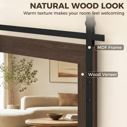 HOMCOM Farmhouse Rectangle Mirror, 86.5 x 61 cm, Dark Brown