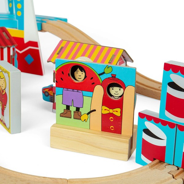 Bigjigs Rail Wooden Fun Fair Train Set - 54 Play Pieces