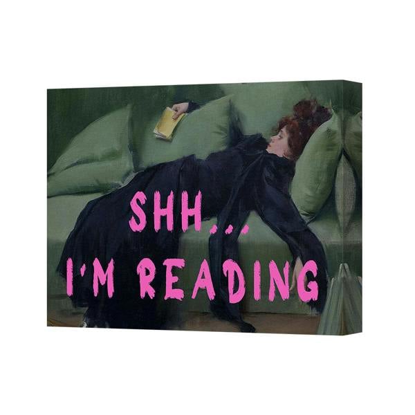 Benjamin Tate Design Contemporary Canvas Print Shh Im Reading UK Handmade Gallery Wrapped