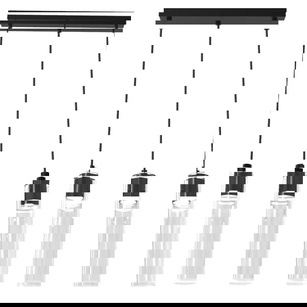 Milagro Clarissa Pendant Lamp Matt Black Metal Elegant Glass Shades