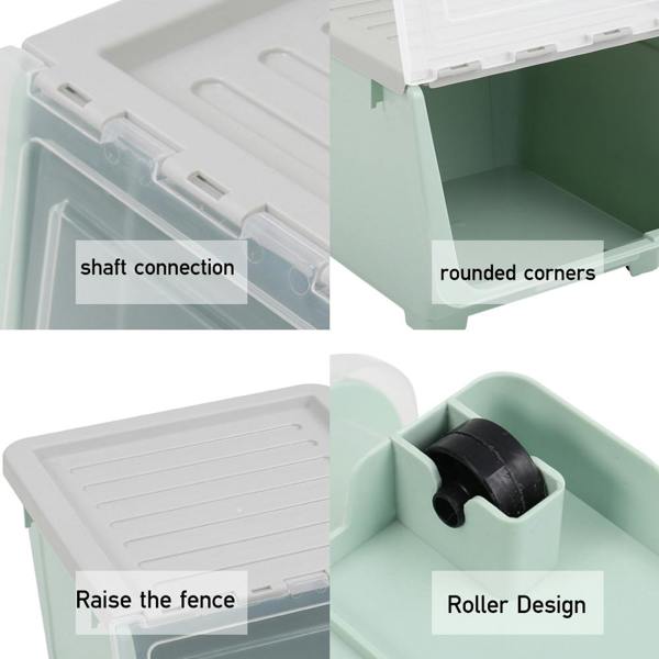 Living and Home Stackable Plastic Storage Box with Lid and Wheels