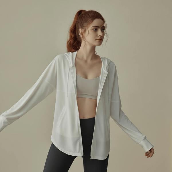 Anniou Hooded Zip Up Fitness Top  UPF 50+