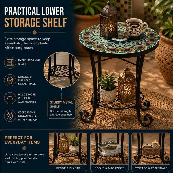 35cm Casablanca Mosaic Plant Stand/Side Table image 11
