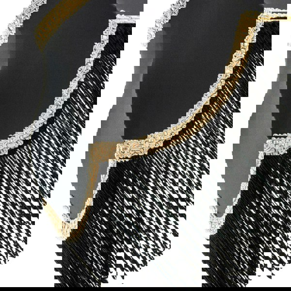 Victorian Designed Empire Lampshade in Black Faux Silk with Gold Trims Image 4