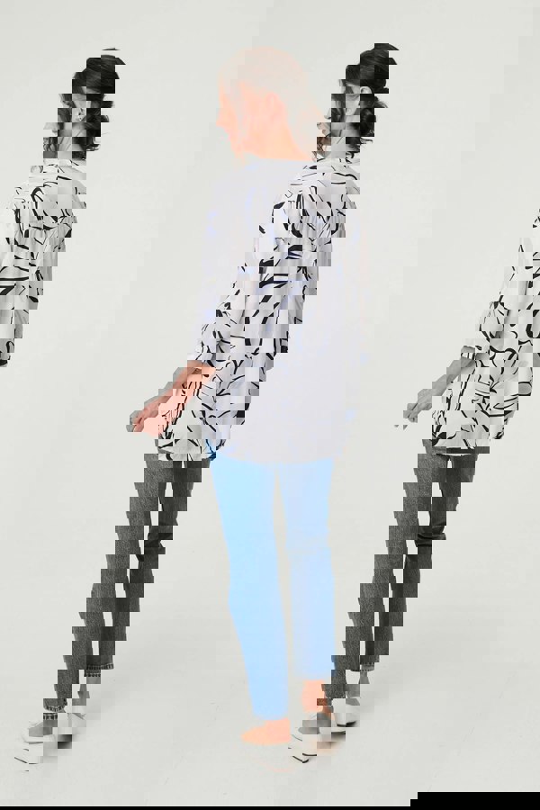 White | Floral Sequin Detail Relaxed Blouse
