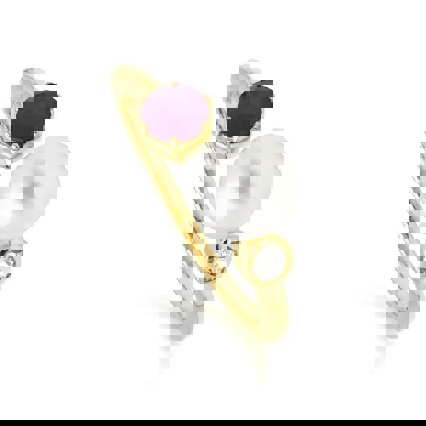 270R058602925 Modern Pearl, Ruby & Topaz Open Ring in Gold Plated Silver 1