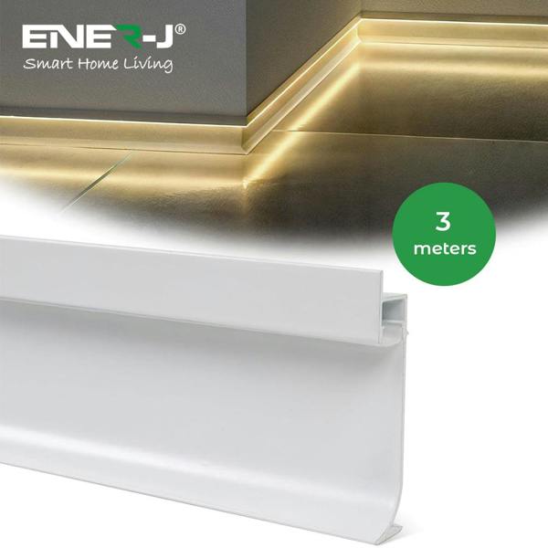 ENER-J LED Skirting Aluminium Profile, White housing, Length: 3 Meters (Pack of 4)