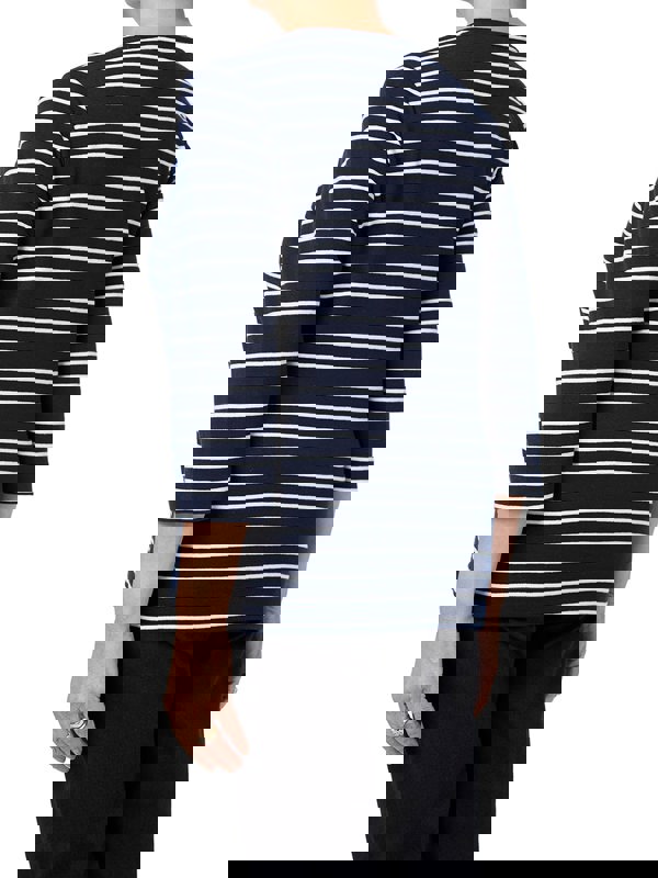 PennyPlain Round Neck Striped Top - French Navy