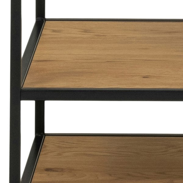 Furniture To Go Seaford Black Metal Clothes Rack with 5 Oak Shelves