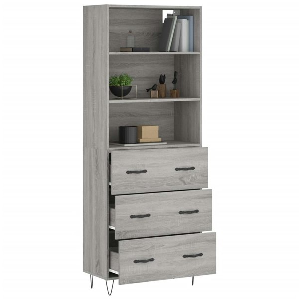 Berkfield Highboard Grey Sonoma 69.5x34x180 cm Engineered Wood