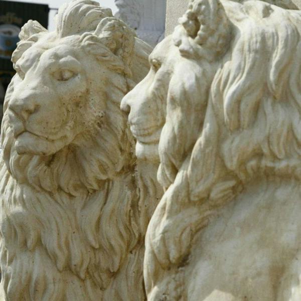 Pair of Giant White Porto Lions