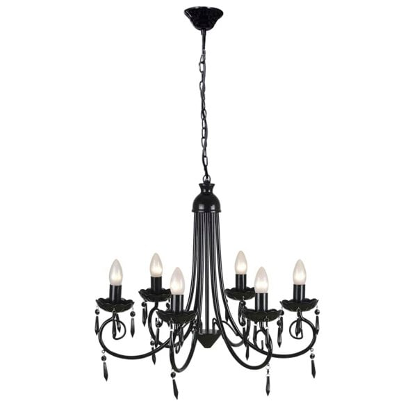 Berkfield Pendant Ceiling Lamp Elegant Chandelier Black 6 Bulb Sockets