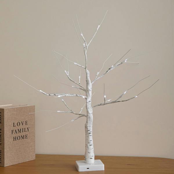 Samuel Alexander 60cm Battery Powered Light Up Christmas Birch Tree with 24 White LEDs