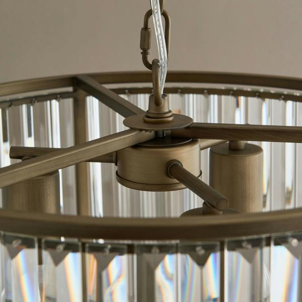 Pagazzi Lighting Resto Crystal & Antique Brass Pendant Ceiling Light