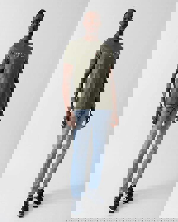 Tommy Hilfiger Tommy Logo Basic Mens T-Shirt - Battle Green - CHO - Designer Mens Logo T-Shirts