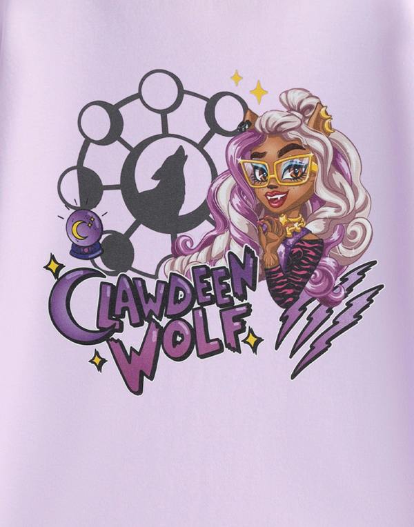 Vanilla Underground Monster High Girls Purple Clawdeen Wolf Short Sleeved T-Shirt