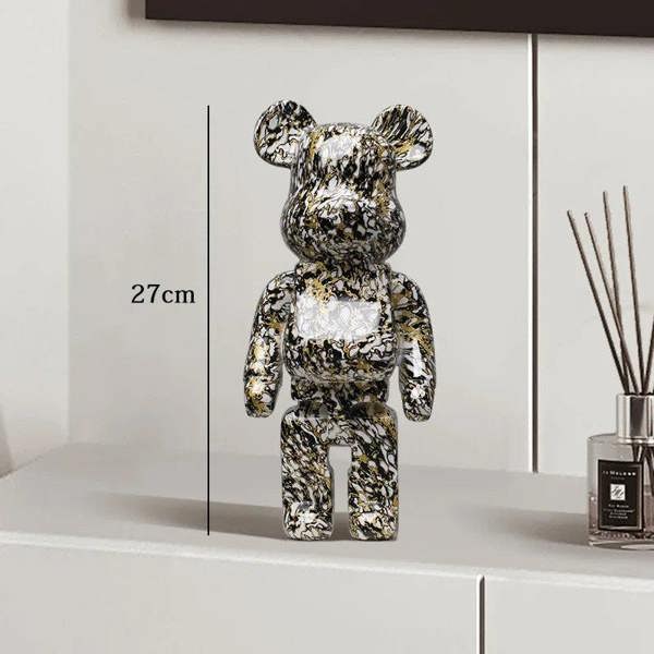 Graffiti Bear Resin Statue Decor | Modern Colourful Bear Ornament 27cm