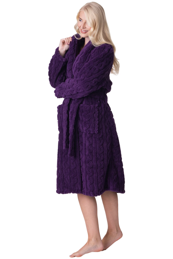Camille Supersoft Luxury Fleece Jaquard Bathrobe