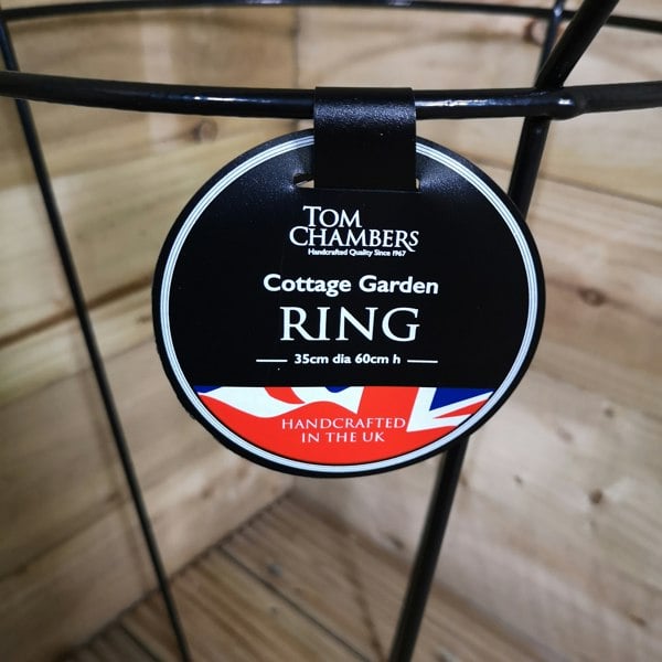 Tom Chambers 2 Pack of Cottage Heavy Duty Black Metal Steel Herbaceous Garden Plant Support Ring 60cm x 35cm