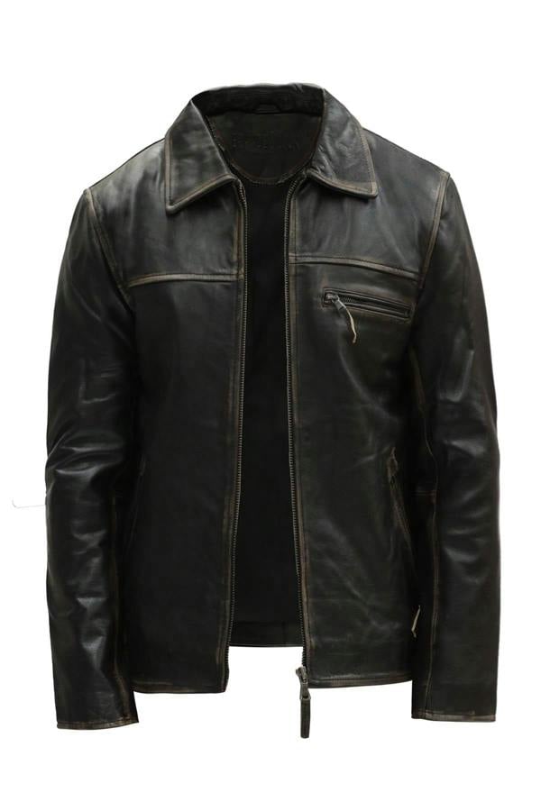 Infinity Leather Mens Classic Cow Hide Leather Biker Jacket