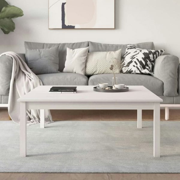 Berkfield Coffee Table White 100x100x40 cm Solid Wood Pine