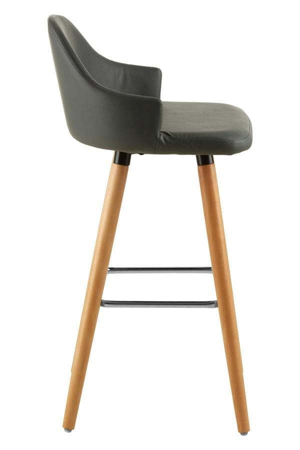 Interiors by Premier Stockholm Grey Faux Leather Bar Stool with Beechwood Legs
