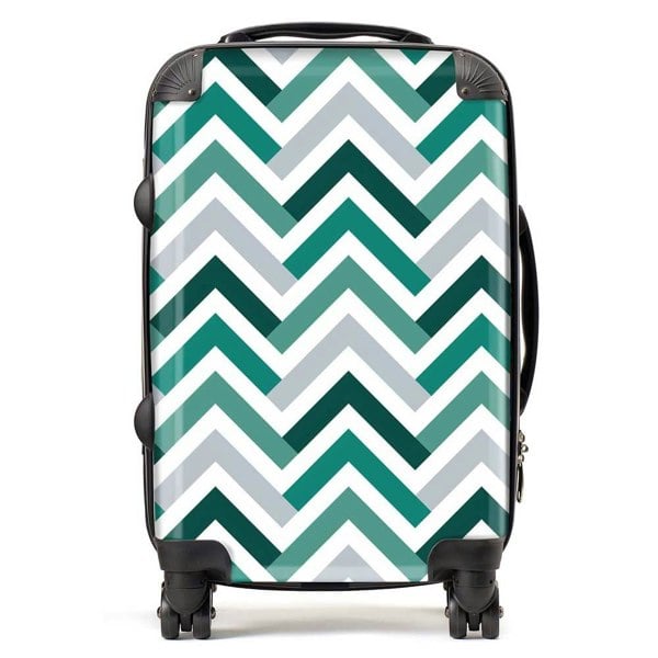 Warren Reed Geometric Retro Vintage Colored Chevron Pattern Suitcase