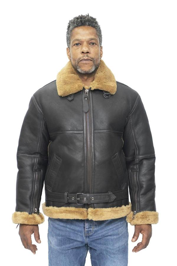 Infinity Leather Mens RAF Sheepskin Leather Aviator Jacket-Colchester