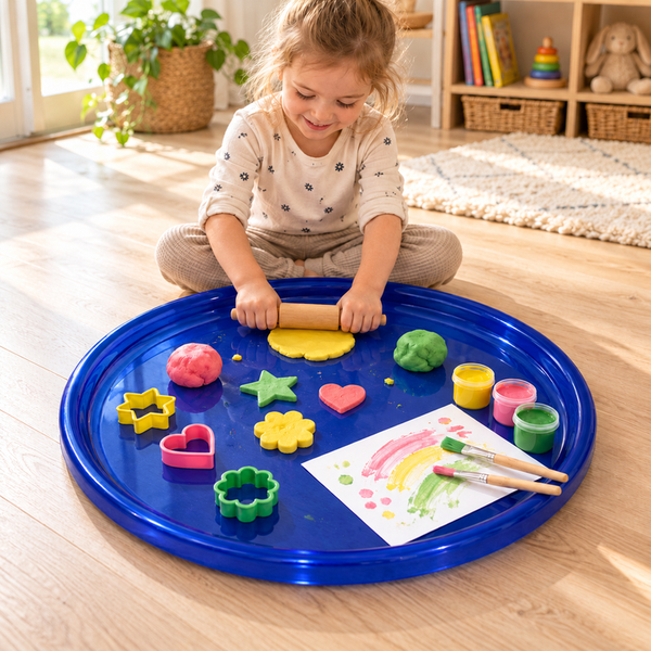 Large 70cm Round Plastic Tuff Tray Arts and Crafts base Activity Messy play - Blue