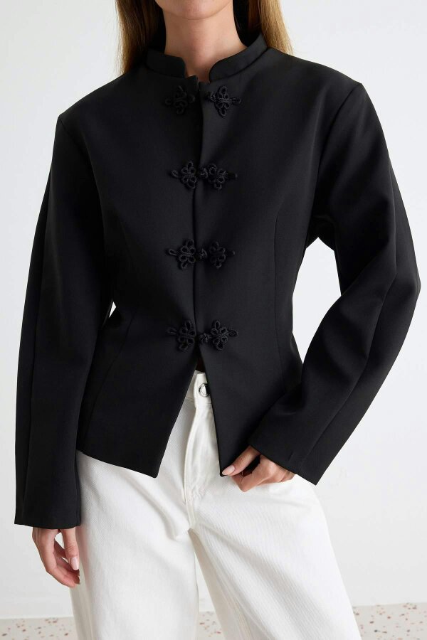 WOVCOR Button Detail Fitted Blazer Jacket