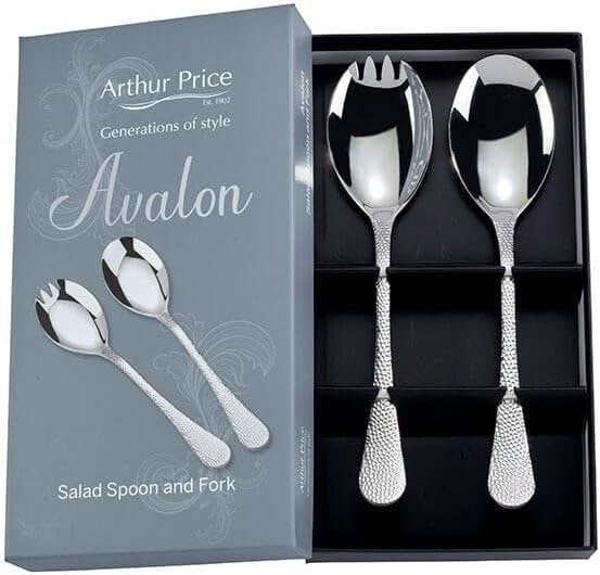 Arthur Price 'Avalon' Boxed Salad Serving Spoon & Fork - Stainless Steel / Boxed