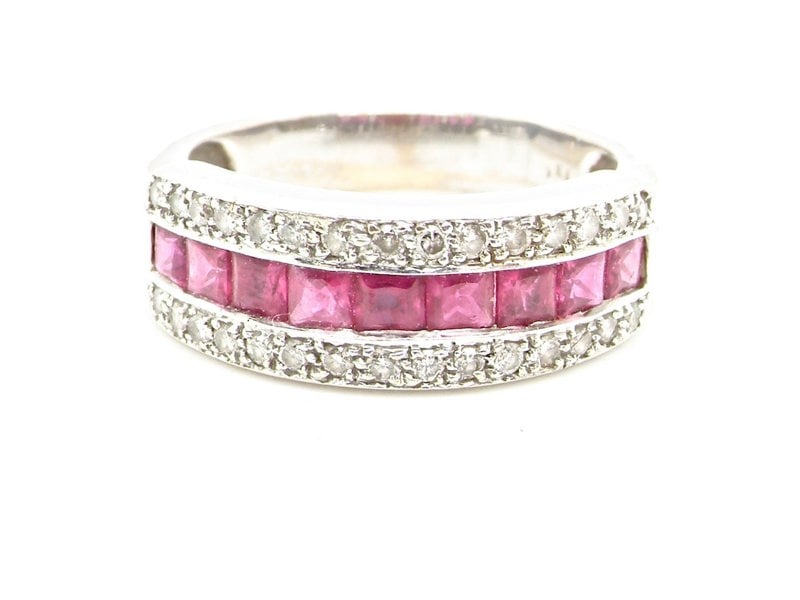 Vintage Tom A ruby and diamond half hoop ring