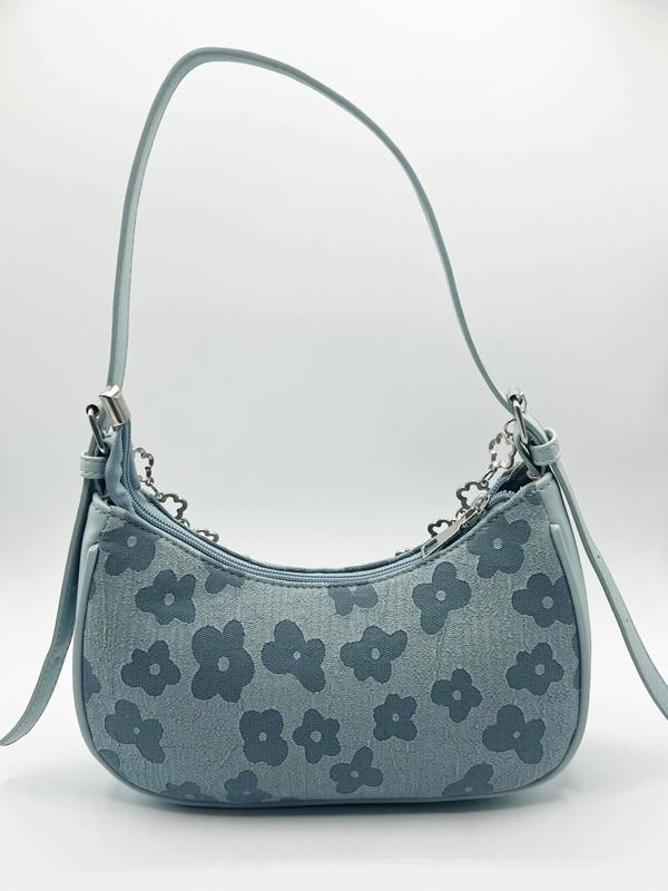 Floral Print Miniture Shoulder Bag With Chain - svnx