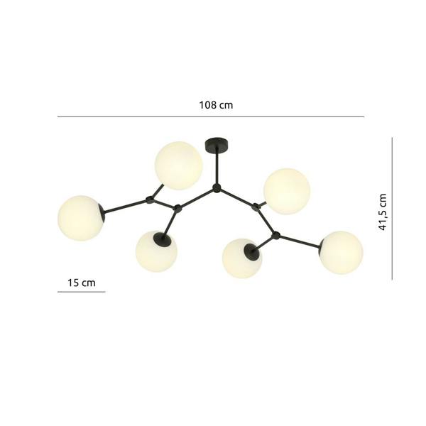 Emibig SPACE Ceiling lamp  6 x E14 Black with White Shade