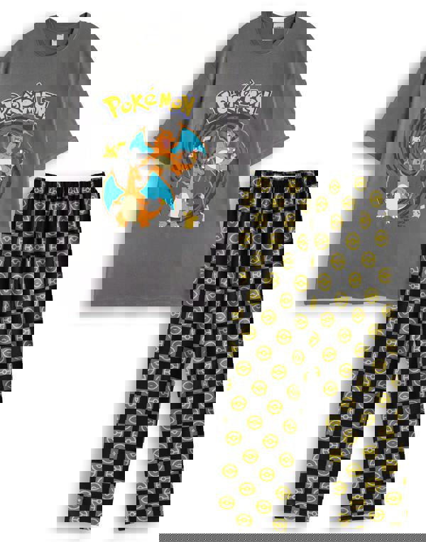 Pokemon Mens Multicoloured Pikachu & Charizard Short Sleeve Long Leg Pyjama Set