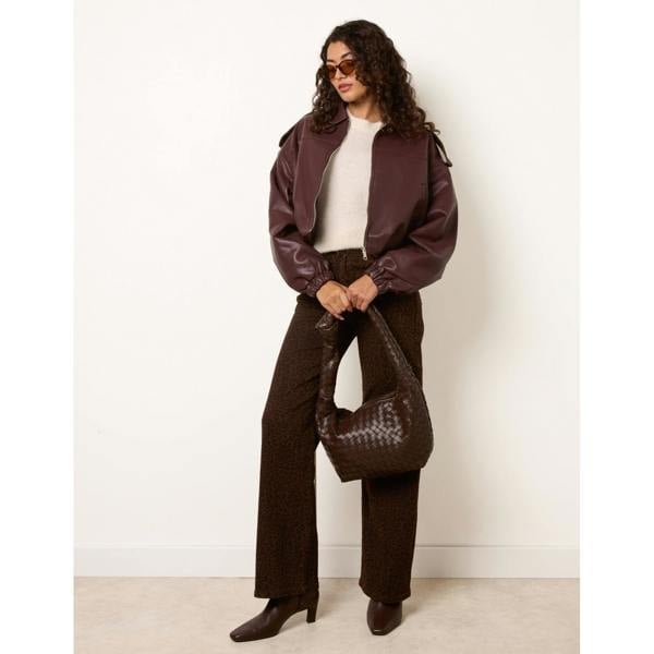 Blue Vanilla Puffball Zip Front PU Leather Jacket